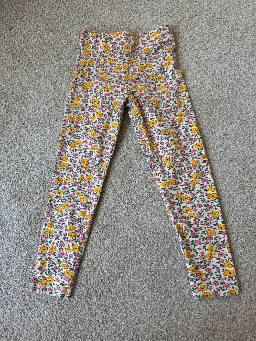 Mini Boden - Girls Floral Print Leggings - Yellow & Pink